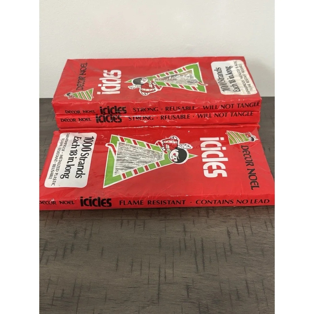 Decor Noel Vintage Icecicles Tinsel Christmas 1970's NIB Lot of 4